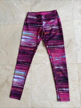 Zella Magenta Striped Performance Leggings